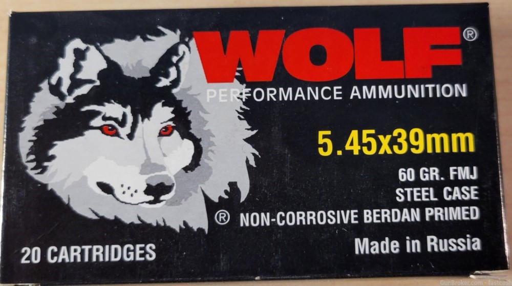 Wolf 5.45x39 ammo 592 rounds 60 GR. FMJ Steel Case Penny Auction-img-1