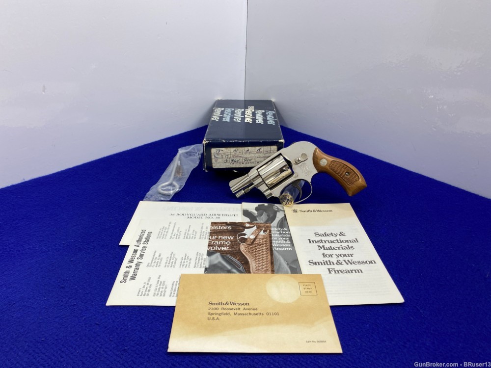 1982 Smith Wesson 38 No Dash .38spl Nickel *BODYGUARD AIRWEIGHT MODEL*-img-0