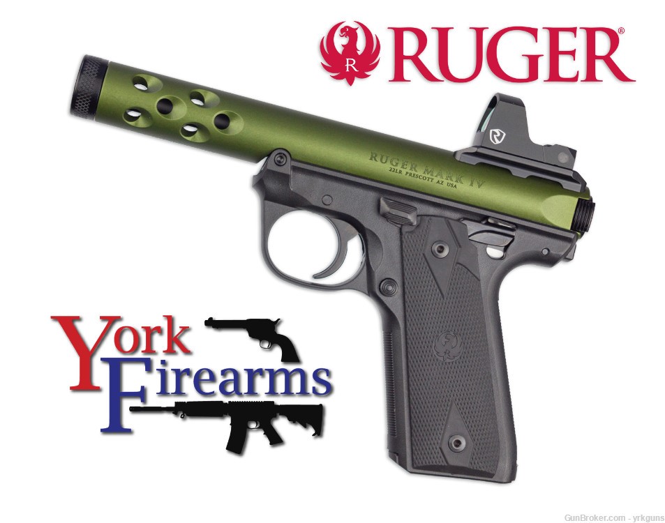 Ruger Mark IV 22/45 Lite OD Green / Riton Red Dot 22LR Handgun NEW 43948-img-1
