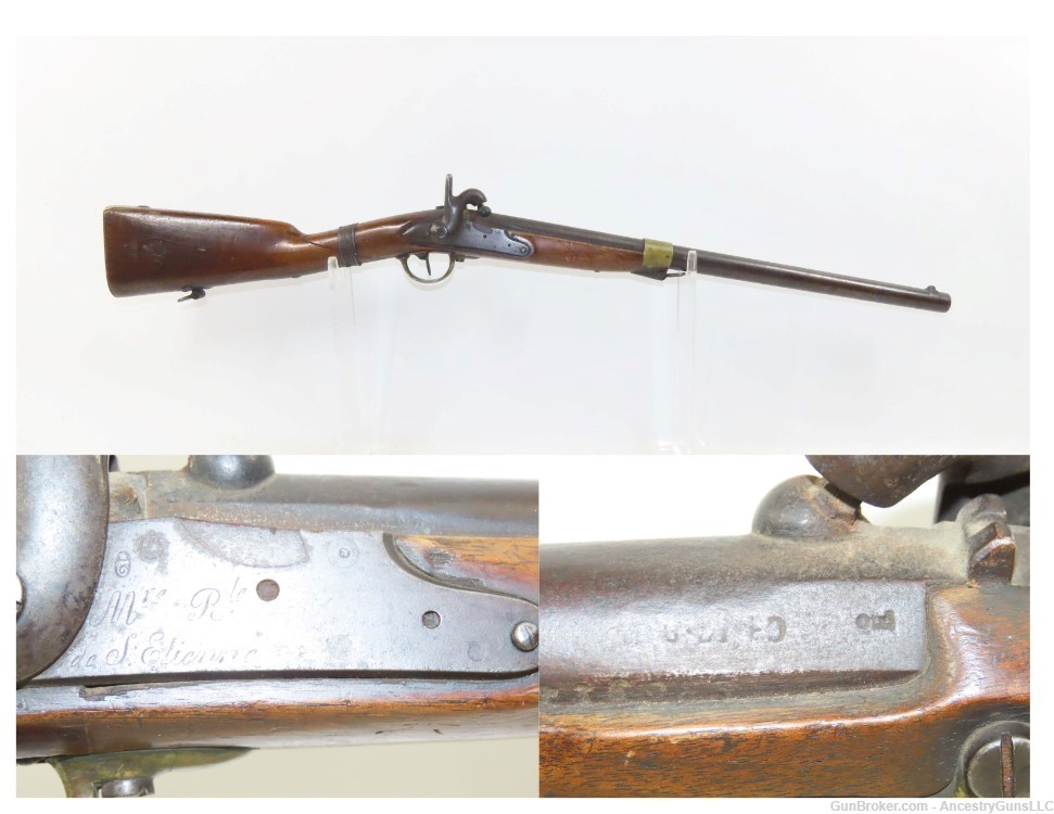 CIVIL WAR Antique FRENCH St. Etienne M1822 Perc. Conversion CAVALRY Carbine-img-0