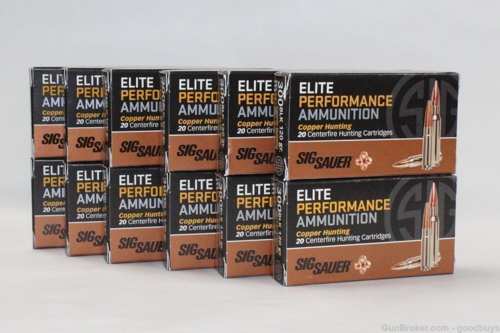 SIG 300 BLKOUT 120GR COPPER HUNTING E300H1 20 12 BOXES 240 ROUNDS AMMO-img-1