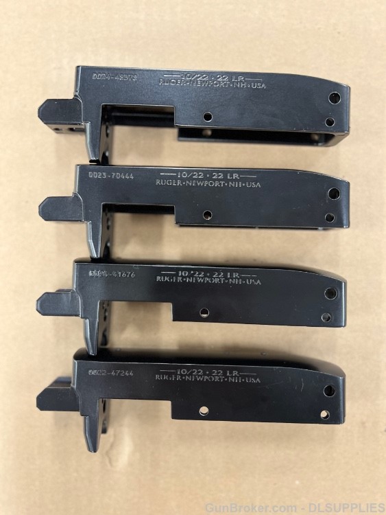 RUGER 10/22 OEM RECEIVER MATTE BLUED FINISH (4) STRIPPED LOWERS .22 CALIBER-img-1