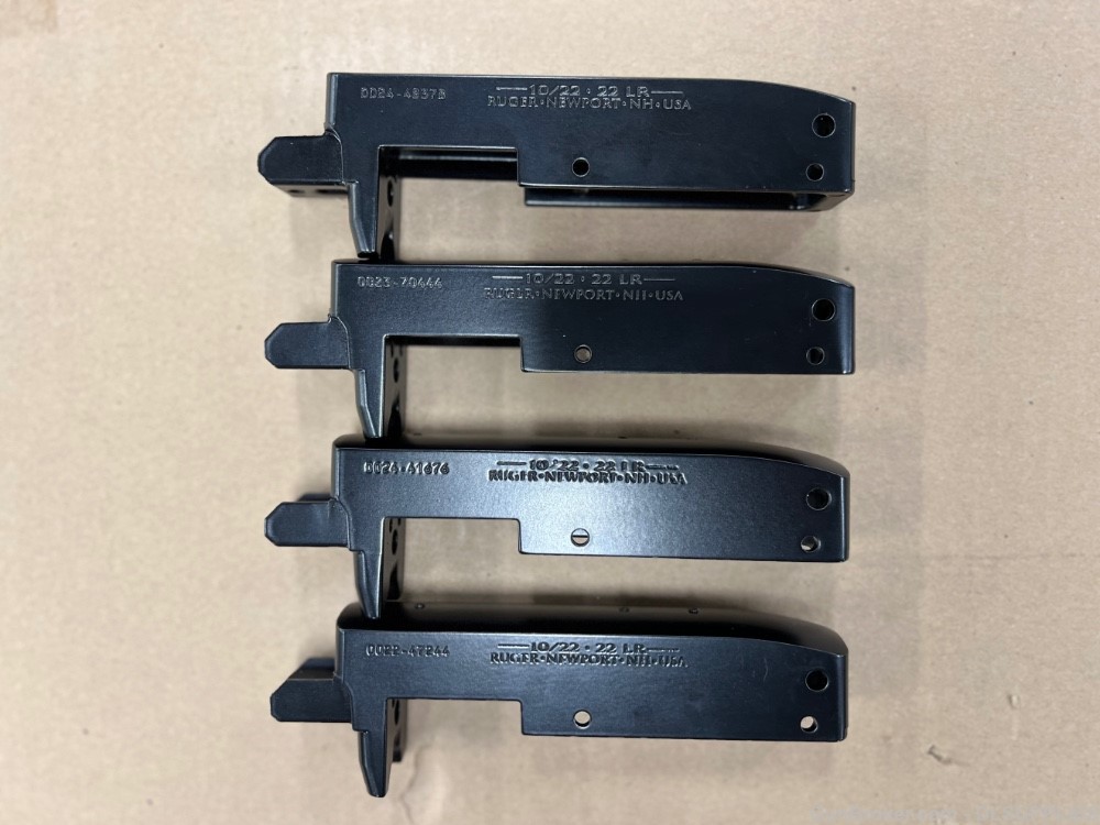 RUGER 10/22 OEM RECEIVER MATTE BLUED FINISH (4) STRIPPED LOWERS .22 CALIBER-img-0