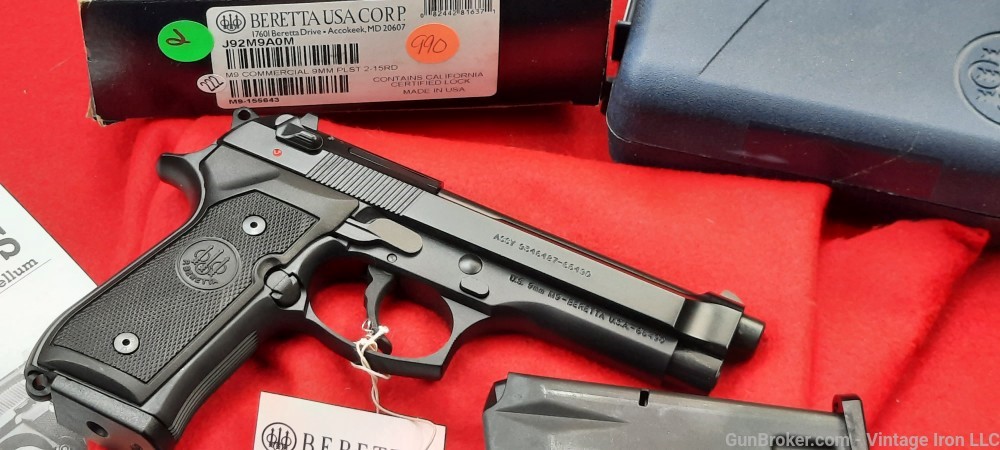 Beretta Model 92 M9 Commercial 9mm J92M9A0M NIB! NR-img-5