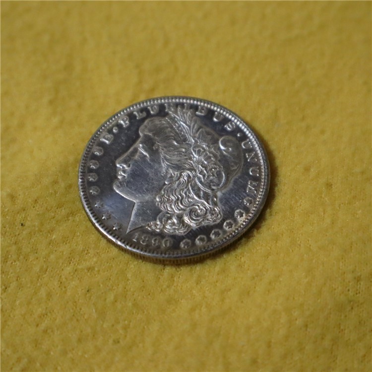 Morgan Silver Dollar 1890 P, Mirror like background, MS 62+-img-1