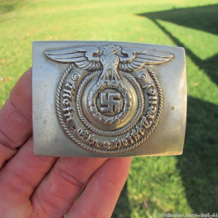 GERMAN WWII SS EM/NCO's BELT BUCKLE EARLY PATTERN NICKEL FINISH (VERY RARE)-img-22