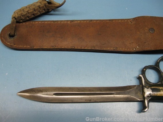 US WWII EVERITT KNUCKLE KNIFE w/ WESTERN SCABBARD-img-4