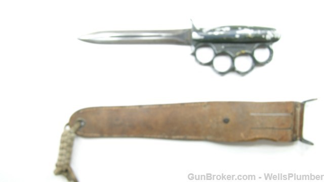 US WWII EVERITT KNUCKLE KNIFE w/ WESTERN SCABBARD-img-6