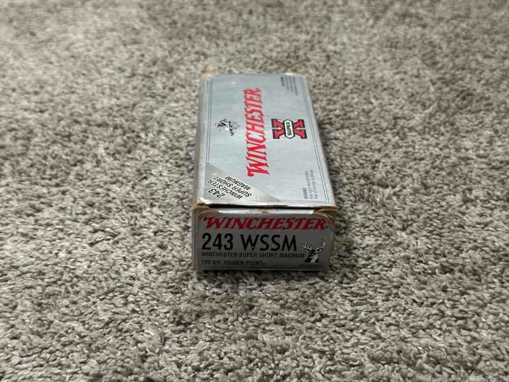 Winchester 243 WSSM ammo 100 gr power point 12 live rounds 4 brass-img-0