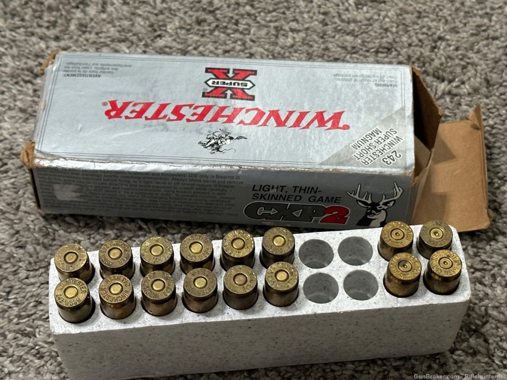 Winchester 243 WSSM ammo 100 gr power point 12 live rounds 4 brass-img-2