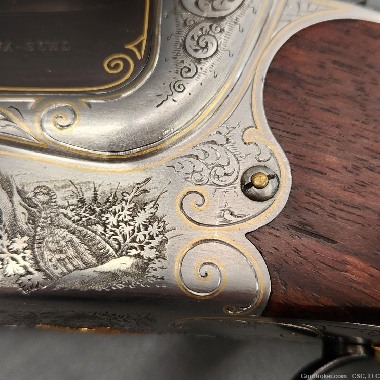 Fortuna over under 12 gauge shotgun with exquisite hand engraving 28"-img-27