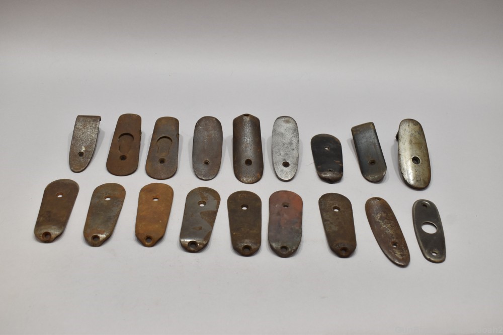 Mixed Lot 18 Foreign Military? Steel Rifle Buttplates Mosin Siamese Others-img-0