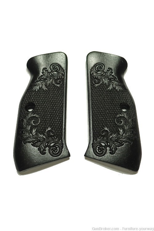-Ebony Floral Checkered CZ-75 Grips-img-0
