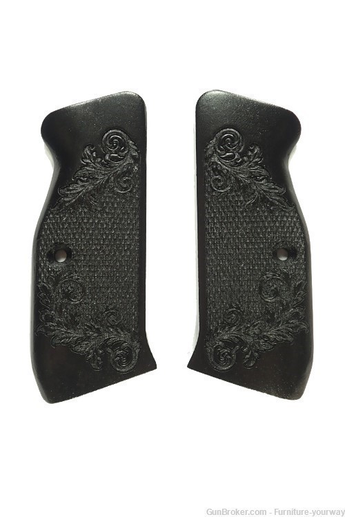 -Ebony Floral Checkered CZ-75 Grips-img-1