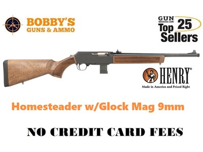 Henry Homesteader H027H9G w-Glock Mag Well Adapter 9mm 10+1 16.37"