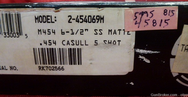 Taurus Raging Bull .454 Casull 6-1/2" 5 Shot Double Single Action Revolver-img-1