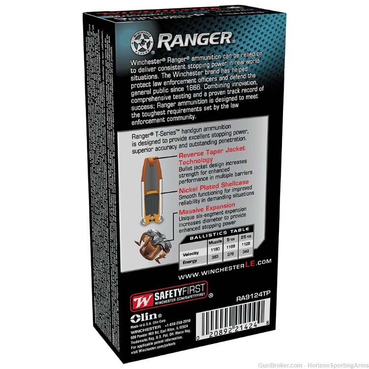 Winchester Ranger T-Series 9mm +P 124gr Hollow Point 500ct SUPER SALE-img-1