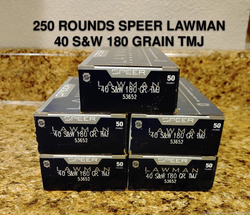 250 Rounds Speer Lawman 40 S&W 180 Grain TMJ-img-0