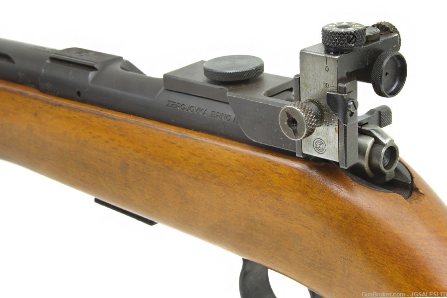 BRNO Model # 4 Rifle 22LR, Beautiful Stock, w Peep Sight, Box, Test Target -img-1