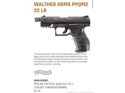 Walther Arms PPQ M2 22LR w/threaded barrel