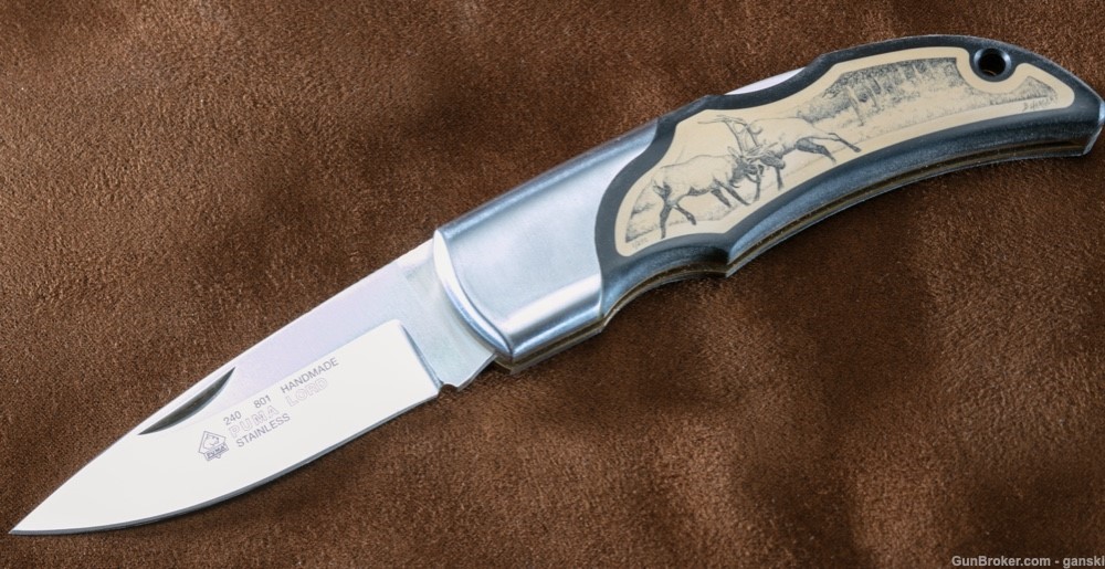 One of a kind Puma Lord scrimshaw folding knife-img-0