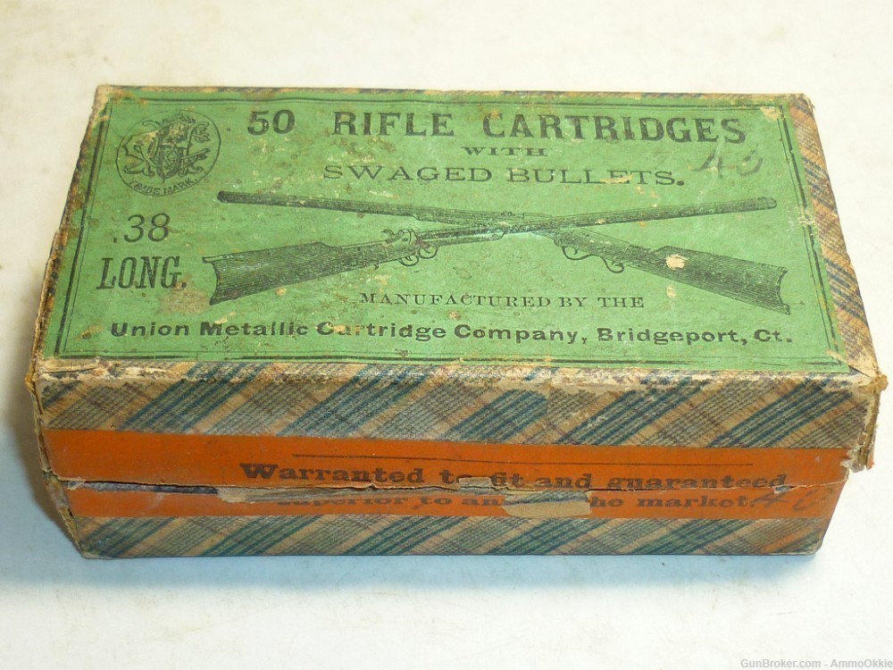 50rd - CROSSED RIFLE BOX - 1870s - 38 Long Rim Fire - UMC RARE RIMFIRE-img-21