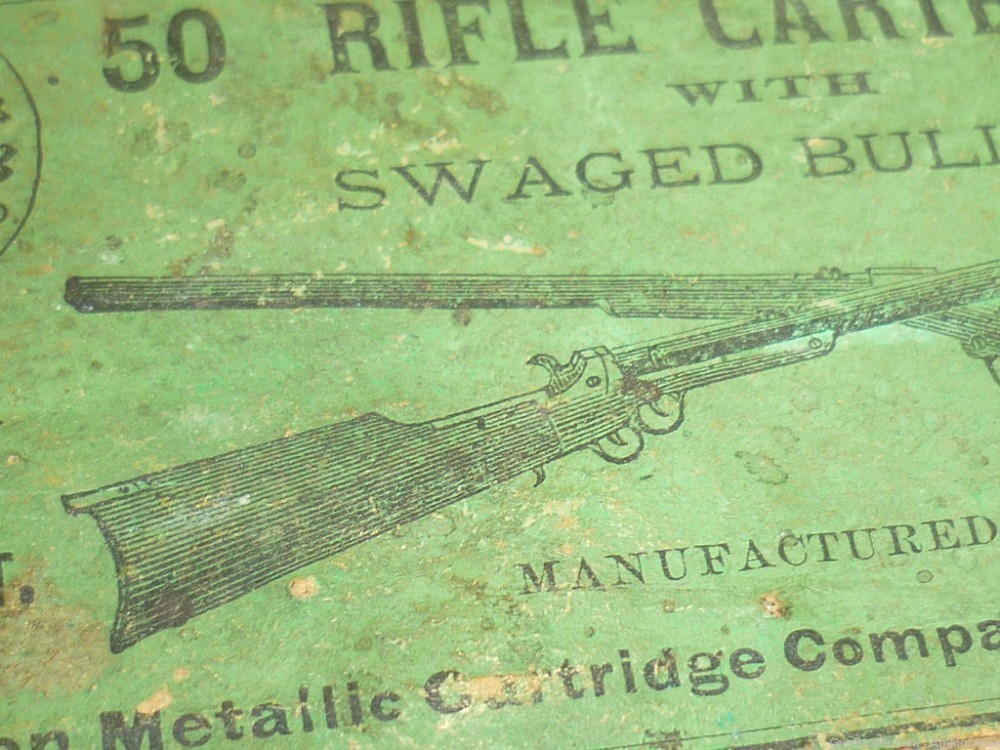 50rd - CROSSED RIFLE BOX - 1870s - 38 Long Rim Fire - UMC RARE RIMFIRE-img-3