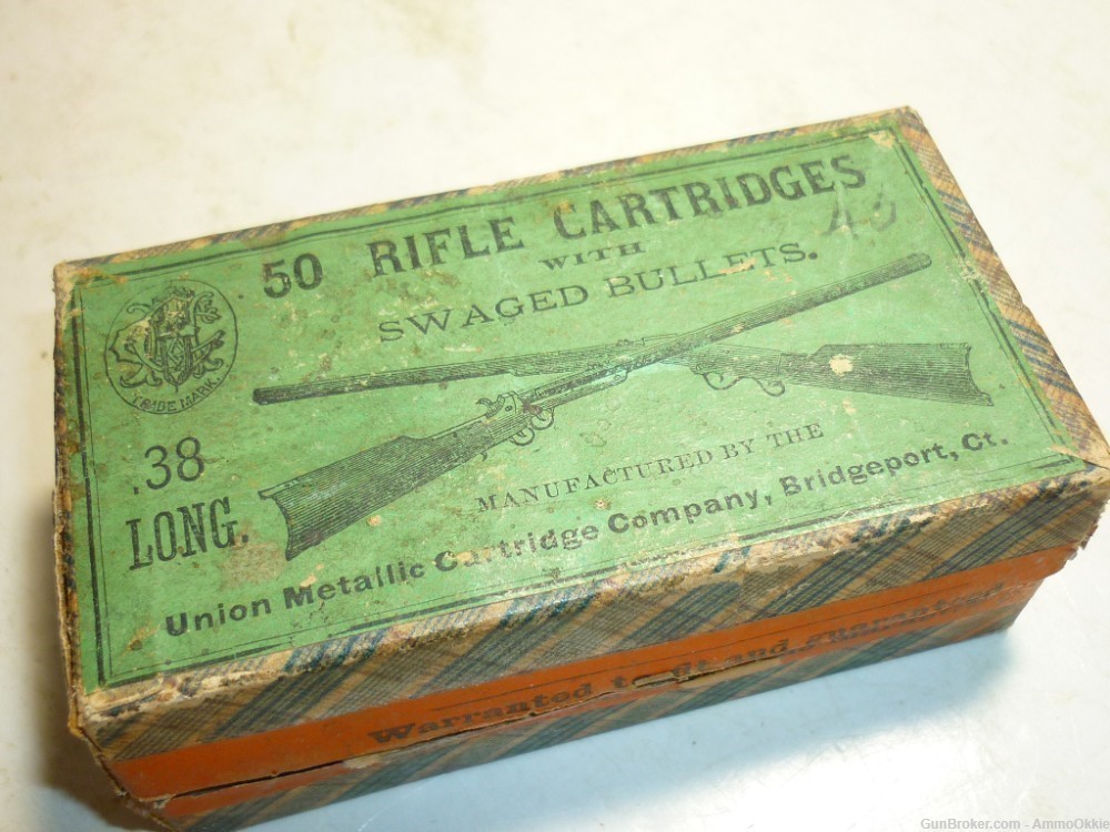 50rd - CROSSED RIFLE BOX - 1870s - 38 Long Rim Fire - UMC RARE RIMFIRE-img-22