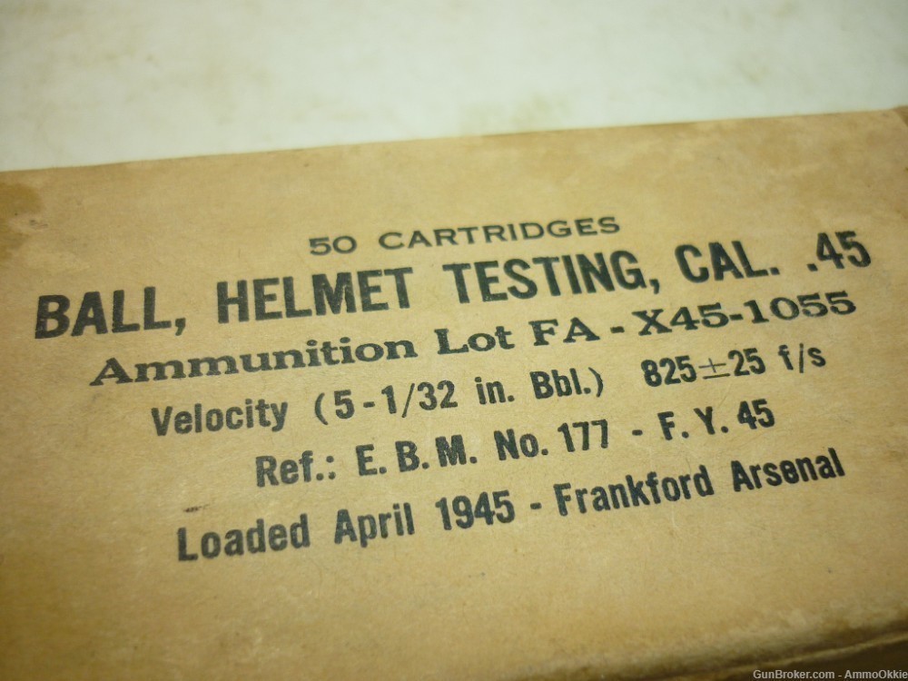 50rd - HELMET TESTING - 45 ACP SEALED BOX - April 1945 FA-X -1055-img-8