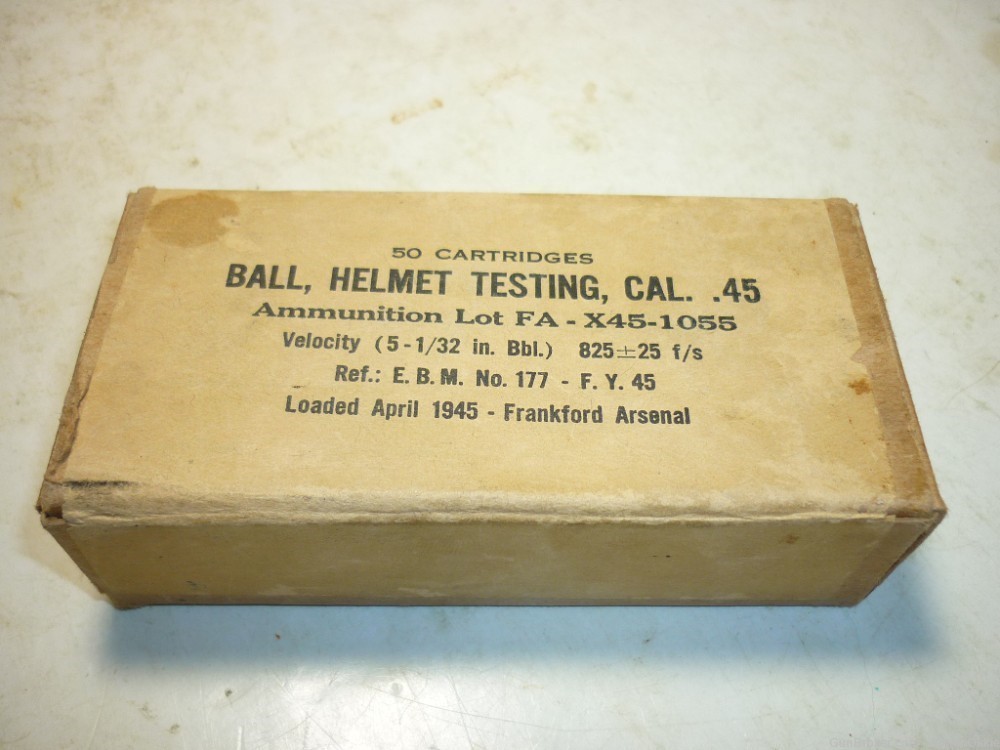 50rd - HELMET TESTING - 45 ACP SEALED BOX - April 1945 FA-X -1055-img-10