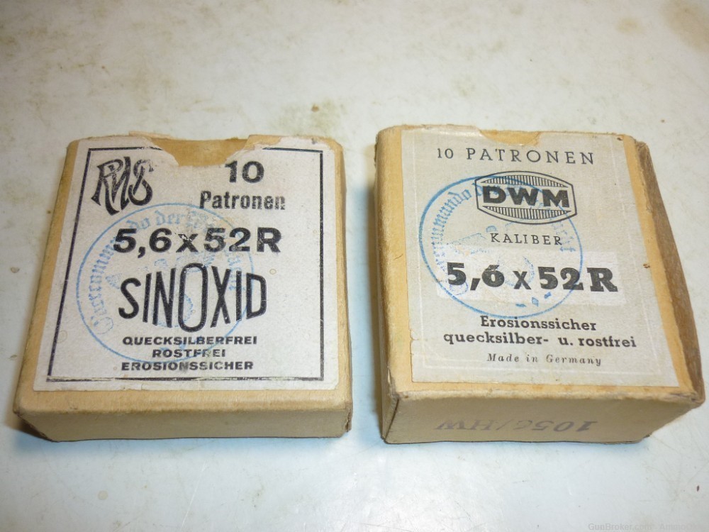TWO BOXES 5.6x52r GERMAN MILITARY Stamped 1930s Luftwaffe Drilling -img-1