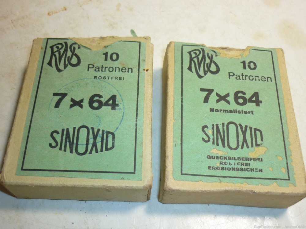 TWO BOXES 7x64 GERMAN MILITARY Stamped 1930s Luftwaffe Drilling-img-3
