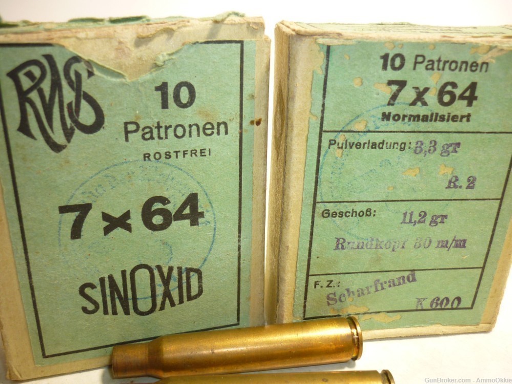 TWO BOXES 7x64 GERMAN MILITARY Stamped 1930s Luftwaffe Drilling-img-26