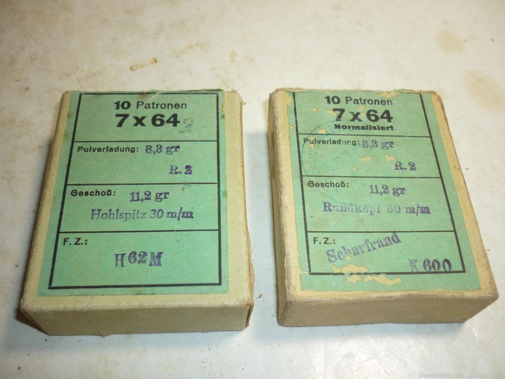 TWO BOXES 7x64 GERMAN MILITARY Stamped 1930s Luftwaffe Drilling-img-4