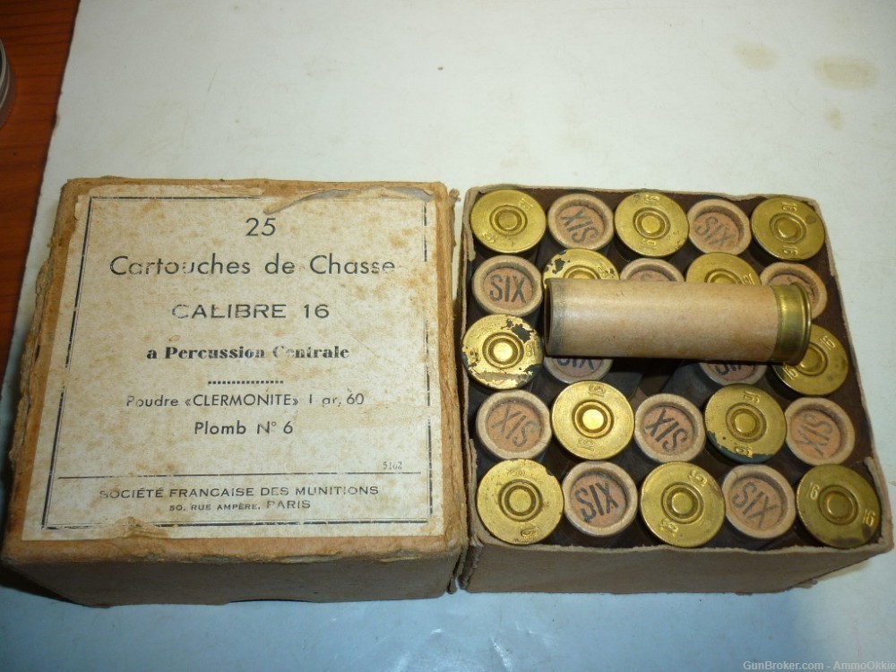 25rd - 1910s FRENCH 16 ga PARIS Societe Francaise Des Munitions - 16 GAUGE-img-0