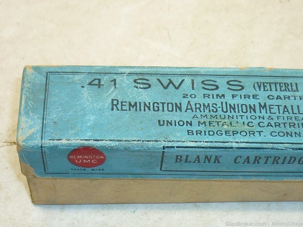 20rd - BLANKS - FULL BOX - 41 SWISS RIMFIRE - Remington UMC - 41 Rimfire-img-2
