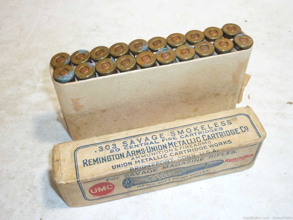 20rd - 303 Savage SMOKELESS - FULL 2-peice Box - UMC 195gr SP Vintage Ammo-img-14
