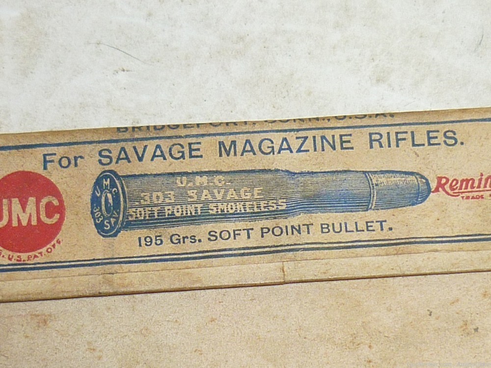 20rd - 303 Savage SMOKELESS - FULL 2-peice Box - UMC 195gr SP Vintage Ammo-img-4