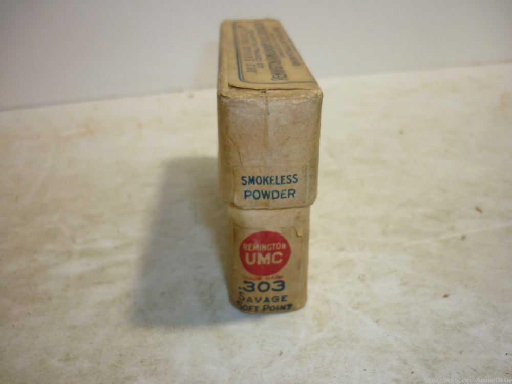 20rd - 303 Savage SMOKELESS - FULL 2-peice Box - UMC 195gr SP Vintage Ammo-img-11