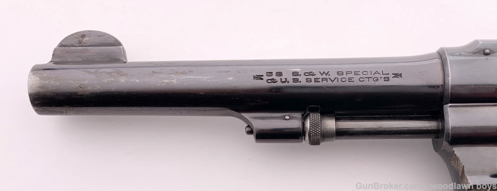 S&W 5" BLUE PRE WAR  .38 M&P MODEL 1902 1st CHANGE ORIG ROUND BUTT GRIPS -img-5