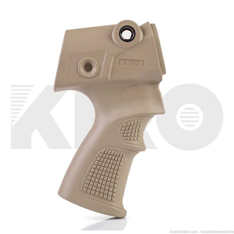 KIRO Ergonomic Battle Grip for Remington 870 With Sealed Compartment, Tan-img-0