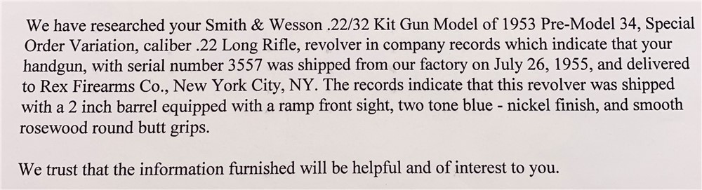 S&W 2" BLUE/NICKEL PINTO 22/32 KIT GUN PRE-34 ROSEWOOD GRIPS FACTORY LETTER-img-1