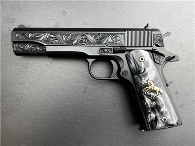 Colt 1911 Custom Engraved Regal AA by Altamont Blued .38 Super