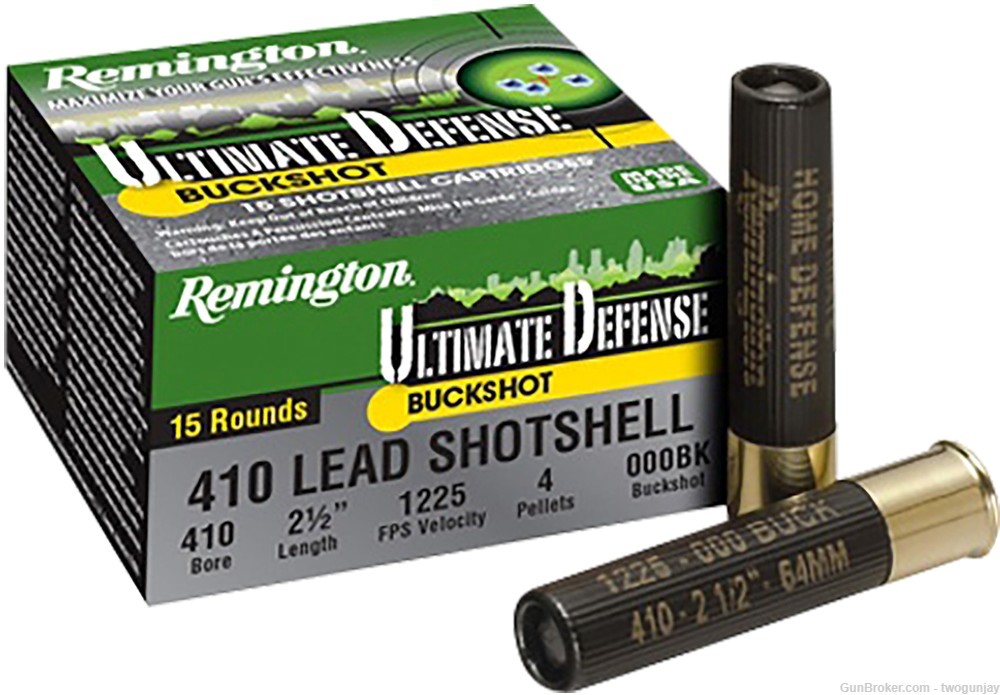 75 Rounds Remington Ultimate Defense .410 Gauge 2.5" 000 Buckshot ! 20697 !-img-0