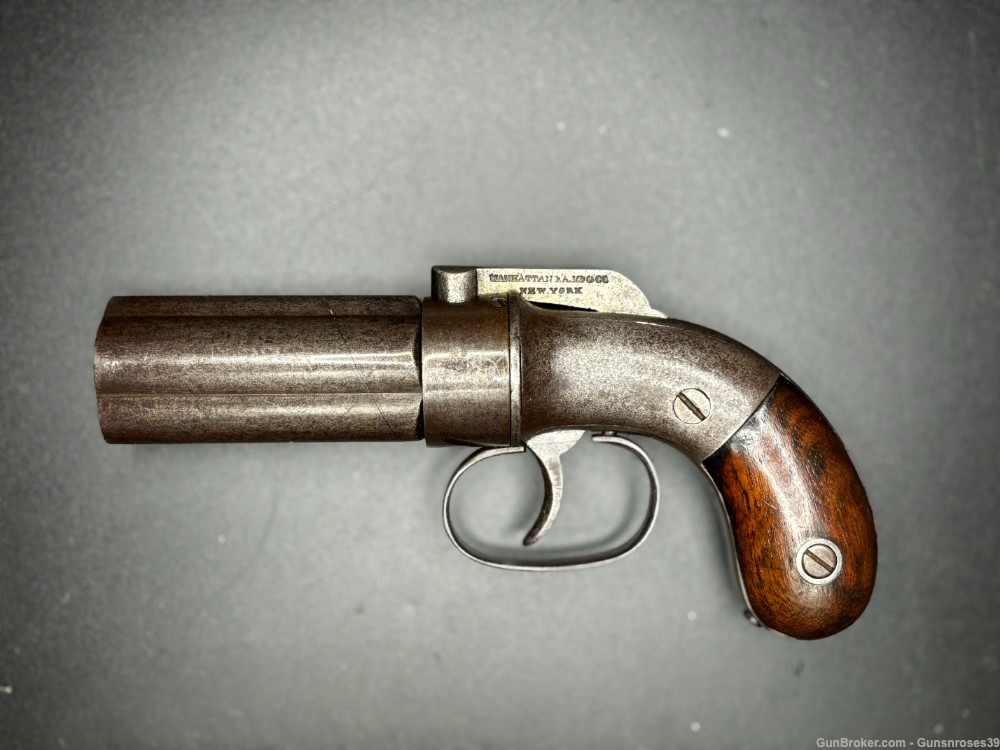 Very Rare antique Manhattan Arms Co. 5 shot Pepperbox Civil War era-img-0