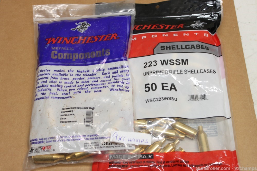 100 pieces NEW 223 WSSM Brass Sealed bags (2) Shellcases   READ BELOW-img-0
