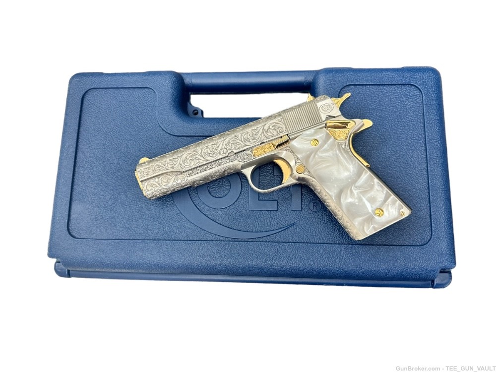 COLT CUSTOM 1911 FULLY ENGRAVED BRUSH NICKEL FINISH WITH 24K GOLD ACCENTS-img-4