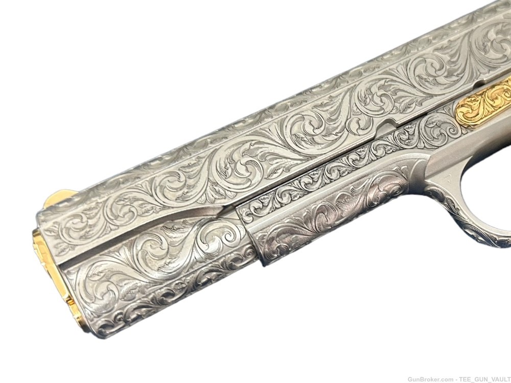 COLT CUSTOM 1911 FULLY ENGRAVED BRUSH NICKEL FINISH WITH 24K GOLD ACCENTS-img-5