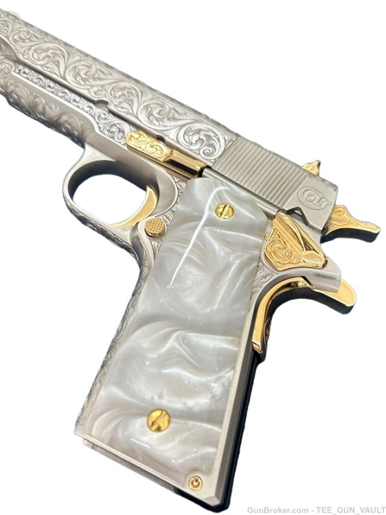 COLT CUSTOM 1911 FULLY ENGRAVED BRUSH NICKEL FINISH WITH 24K GOLD ACCENTS-img-8