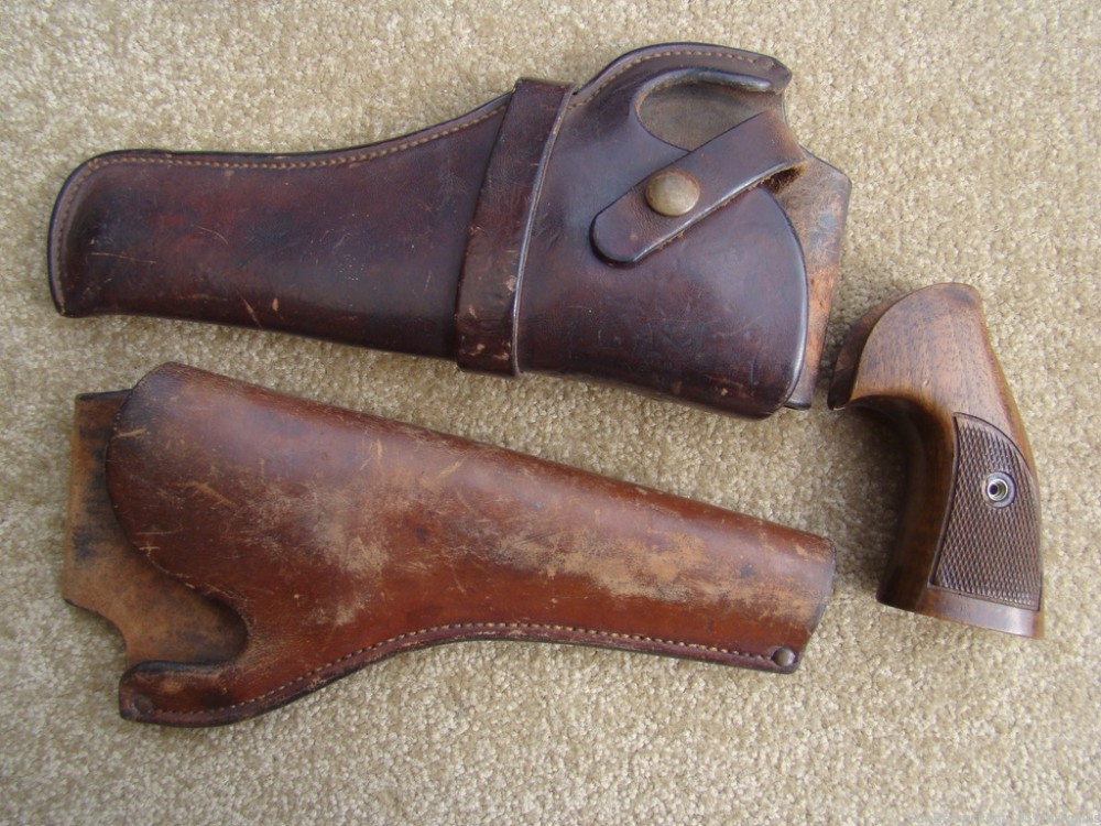  Two VINTAGE HEISER  Denver Colo. holsters   for  22 & 38 S&W  6" revolvers-img-0
